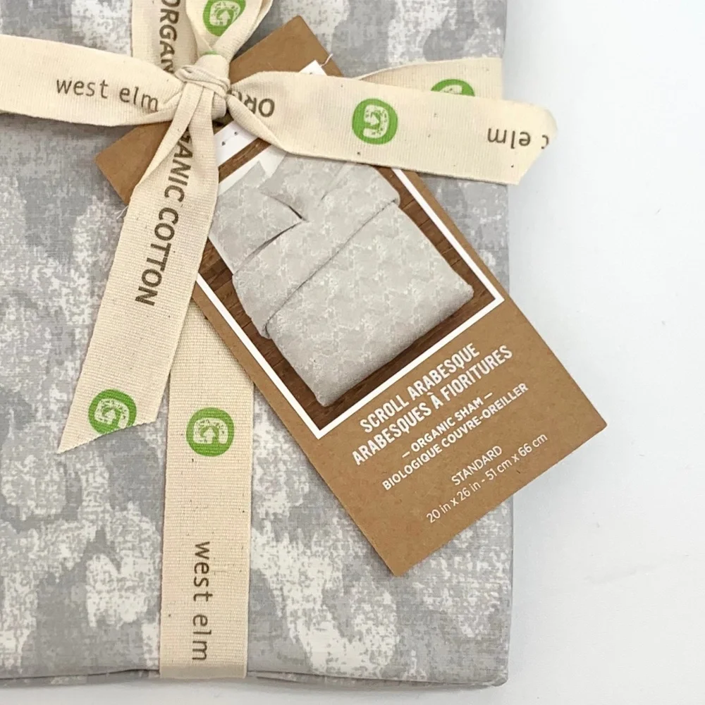 West Elm Gray Organic Scroll Arabesque Print Standard Sham